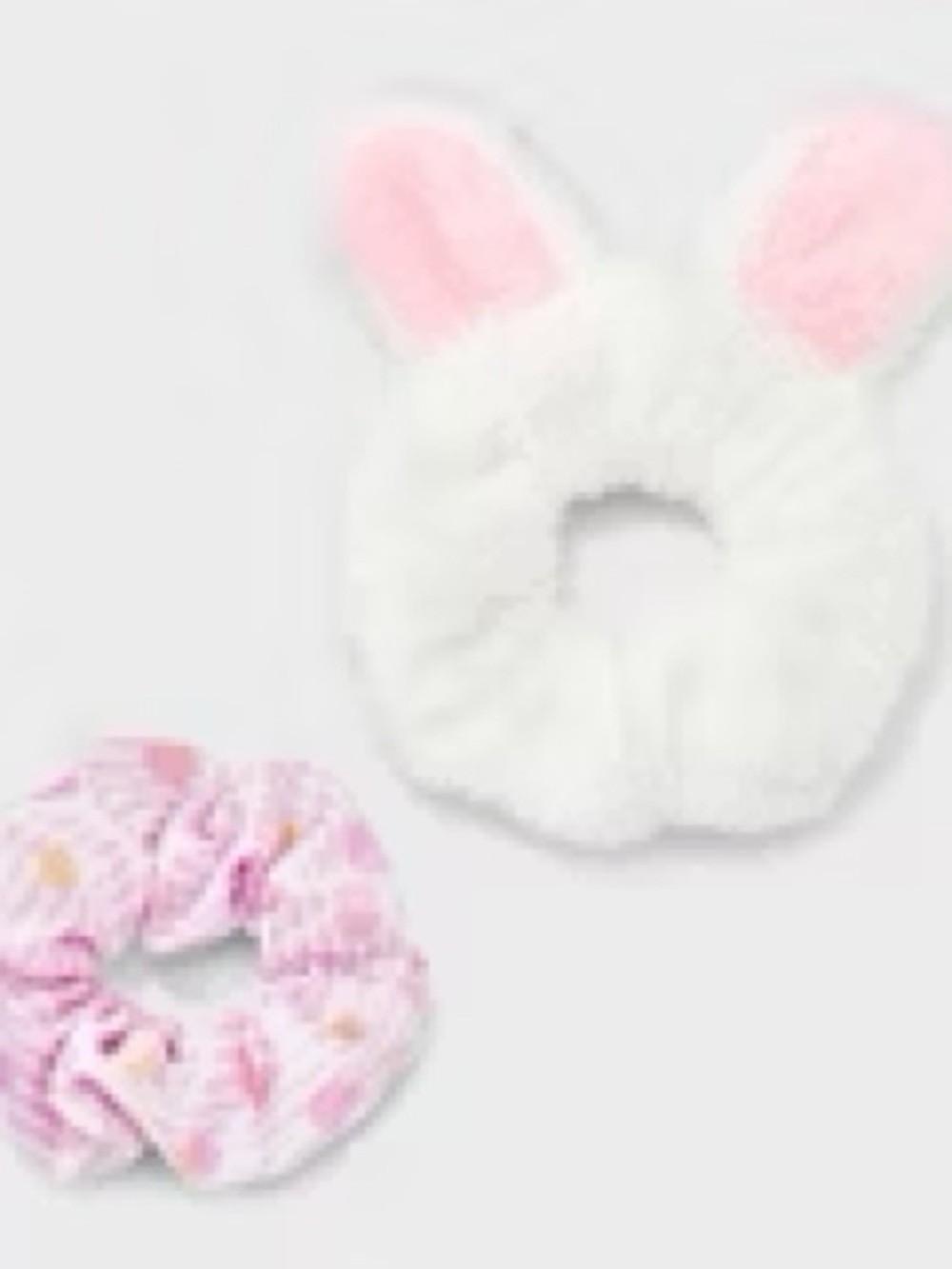 Target White & Pink Bunny Ear Plush Hair Scrunchie Set